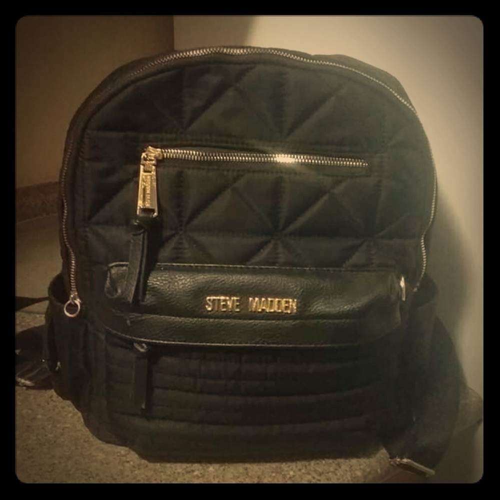 Steve Madden black leather backpack